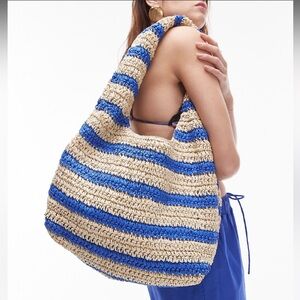 Topshop Tilly Raffia Scoop Shoulder Bag